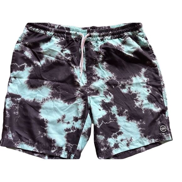 Young and Reckless‎ Green Black Tie Dye Elastic Polyester Shorts Size XL - Picture 1 of 9